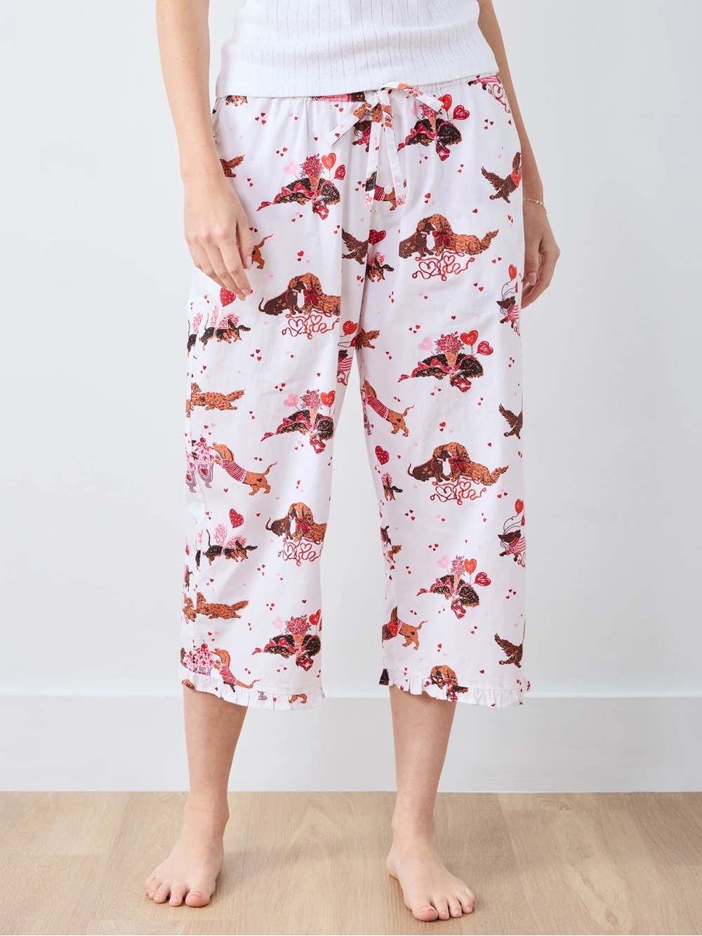NWT Printfresh Ruffle Cropped Pants in Dachshund Date Size XL